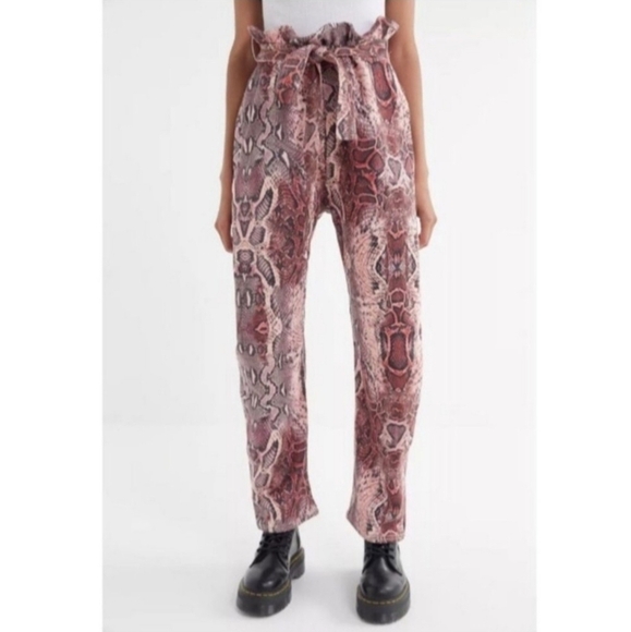 House of Sunny Vol 11 Snakeprint Trouser Pants Size 8, Pink, Paperbag Style - Picture 2 of 10